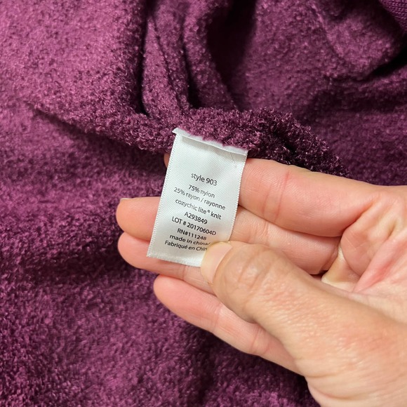 Barefoot Dreams Cozychic Island Wrap Cardigan Sweater 903 Berry Wine size L/XL - Picture 4 of 5